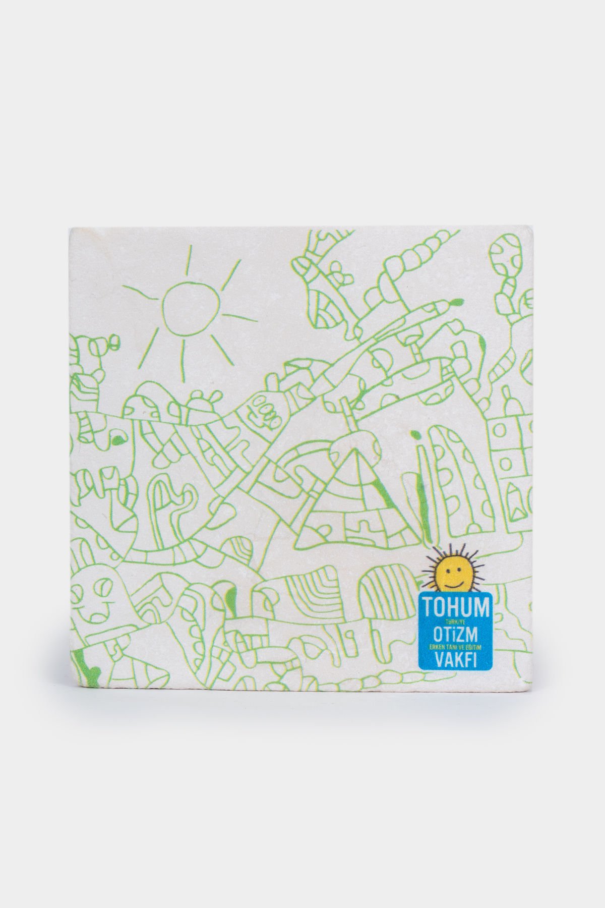 Mustafa Birdal Tasarım Boyanabilir Taş Bardak Altlığı Yeşil