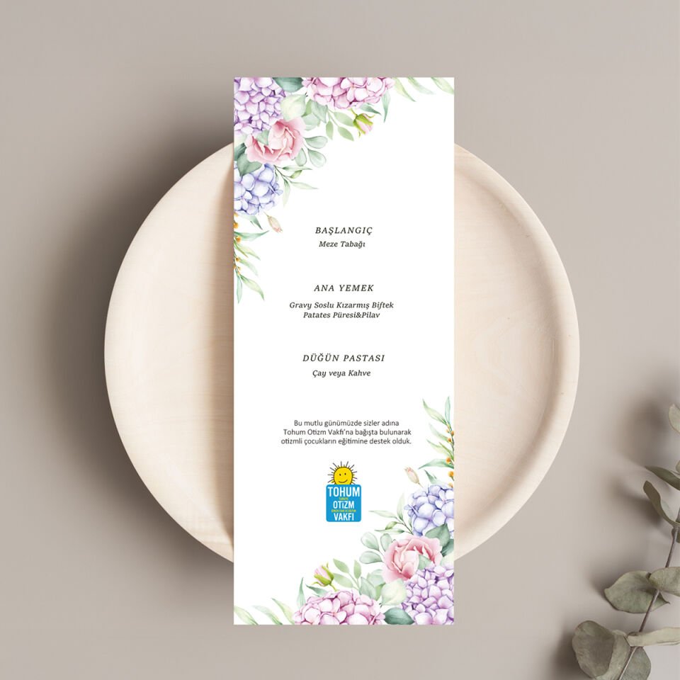 Menü Kartı | Ortanca Çiçek